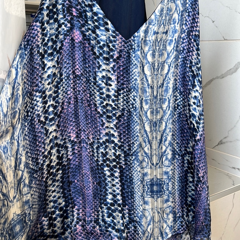Blue and purple print top